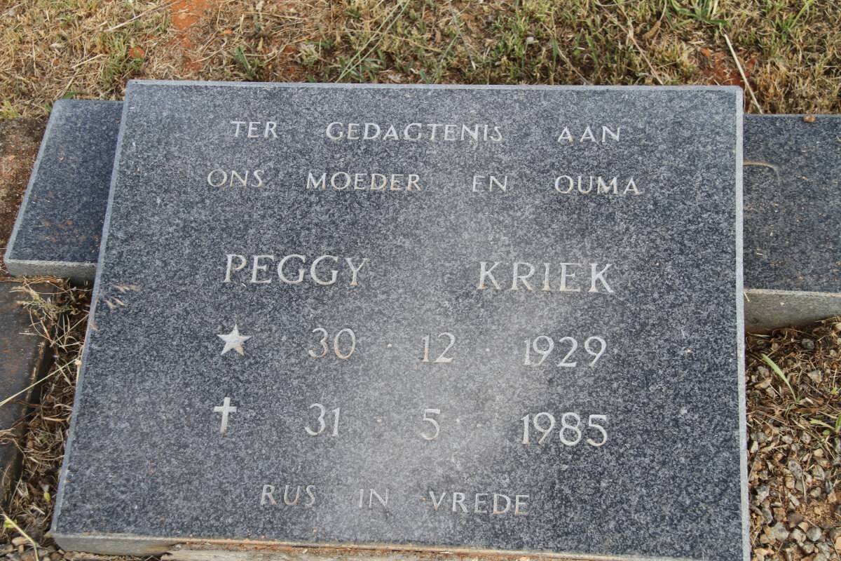 KRIEK Peggy 1929-1985
