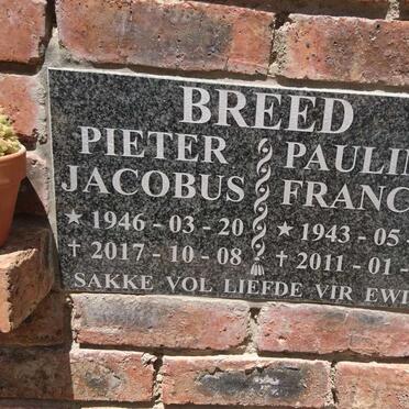 BREED Pieter Jacobus 1946-2017 &amp; Pauline Francis 1943-2011