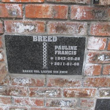 BREED Pauline Francis 1943-2011