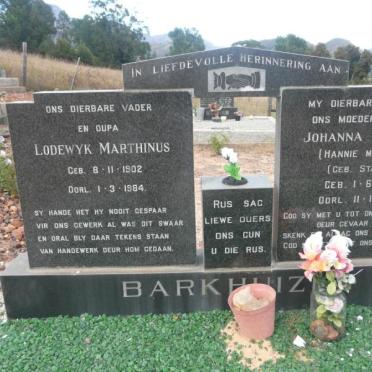 BARKHUIZEN Lodewyk Marthinus 1902-1984 &amp; Johanna Marthina STANDER 1907-1971