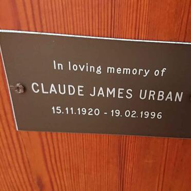 URBAN Claude James 1920-1996