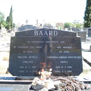 BAARD Willem Petrus 1897-1979 &amp; Catharina Adriana NEETHLING 1900-1984