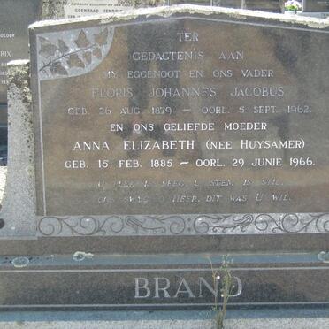 BRAND Floris Johannes Jacobus 1879-1962 &amp; Anna Elizabeth HUYSAMER 1885-1966