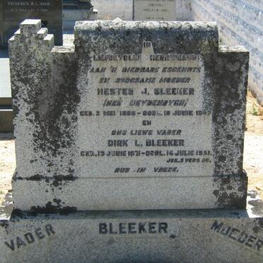 BLEEKER Dirk L. 1871-1951 &amp; Hester J. HEYDENRYCH 1865-1947