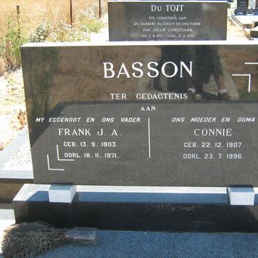 BASSON Frank J.A. 1903-1971 &amp; Connie 1907-1996