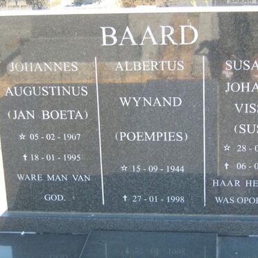 BAARD Johannes Augustinus 1907-1995 &amp; Susanna Johanna VISSER 1909-1998 :: BAARD Albertus Wynand 1944-1998