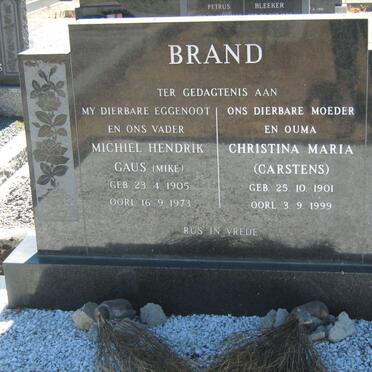 BRAND Michiel Hendrik Gaus 1905-1973 &amp; Christina Maria CARSTENS 1901-1999