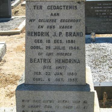 BRAND Hendrik J.P. 1881-1946 &amp; Beatrix Hendrina SMIT 1880-1957