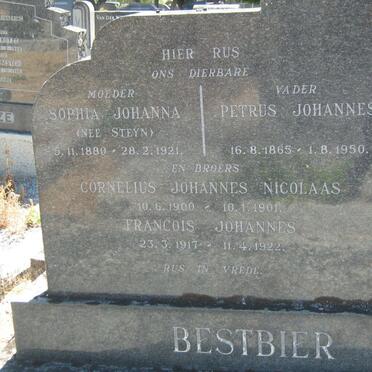 BESTBIER Petrus Johannes 1865-1950  BESTBIER Sophia Johanna STEYN 1880-1921 :: BESTBIER Cornelius Johannes Nicolaas 1900-1901 