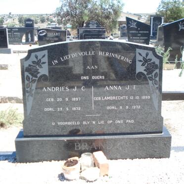 BRAND Andries J.C. 1897-1972 &amp; Anna J.E. LAMPBRECHTS 1899-1972