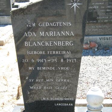 BLANCKENBERG Ada Marianna nee FERREIRA 1913-1973
