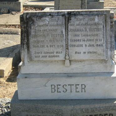 BESTER Joachim P. 1872-1938 &amp; Johanna A. LAUBSCHER 1873-1948