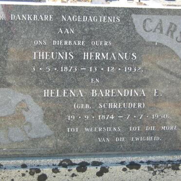 CARSTENS Theunis Hermanus 1873-1932 &amp; Helena Barendina E. SCHREUDER 1874-1950