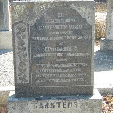 CARSTENS Matthys Louis 1884-1957 &amp; Martha Magdalena COETZEE 1883-1945