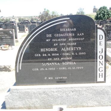 JONGH Hendrik Albertyn, de 1894-1960 &amp; Susanna Sophia 1902-1999