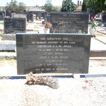 JONGH Coenraad J.A., de 1890-1967 &amp; Anna C.M. PIENAAR 1906-1972