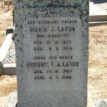 LAKER Maria J. nee ALBERTYN 1877-1945 :: LAKER Hendrik F.A. 1903-1940