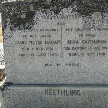NEETHLING Charl Pieter Marais 1901-1942 &amp; Anna Catharina BASSON 1904-1970