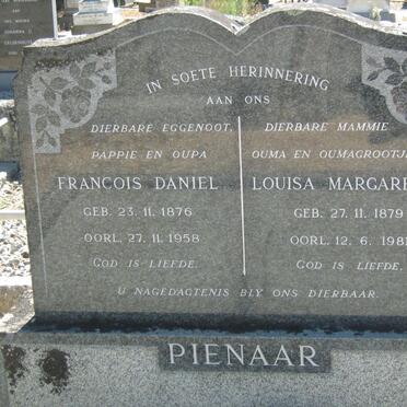 PIENAAR Francois Daniel 1876-1958 &amp; Louisa Margaretha 1879-1981