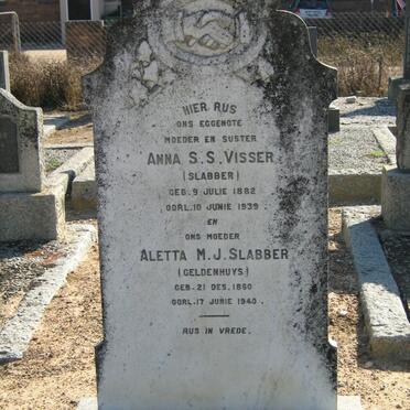SLABBER Aletta M.J. nee GELDENHUYS 1860-1940 :: VISSER Anna S.S. nee SLABBER 1882-1939