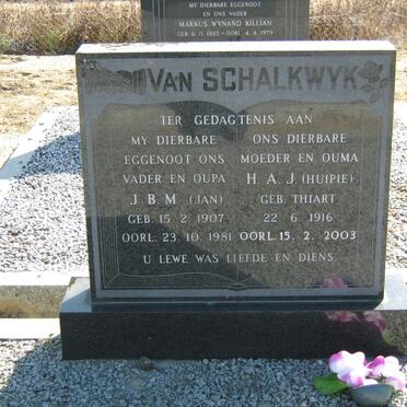 SCHALKWYK J.B.M., van 1907-1981 &amp; H.A.J. THIART 1916-2003