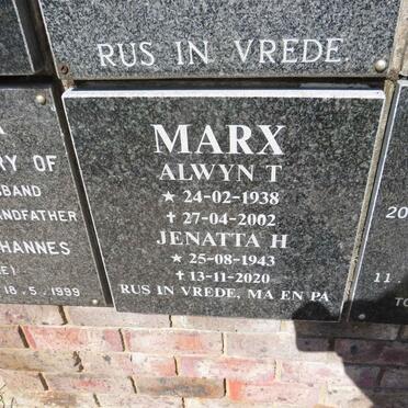 MARX Alwyn T. 1938-2002 &amp; Jenatta H. 1943-2020