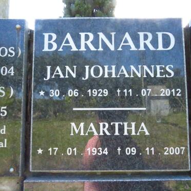 BARNARD Jan Johannes 1929-2012 &amp; Martha 1934-2007