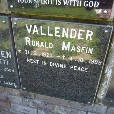 VALLENDER Ronald Masfin 1920-1999