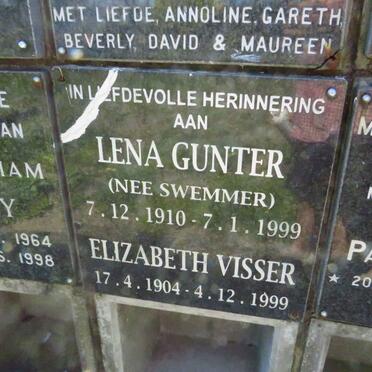 VISSER Elizabeth 1904-1999 :: GUNTER Lena nee SWEMMER 1910-1999