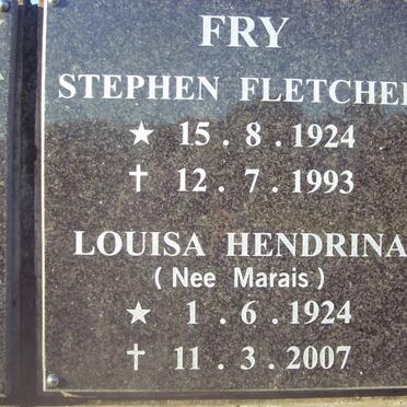 FRY Stephen Fletcher 1924-1993 &amp; Louisa Hendrina MARAIS 1924-2007