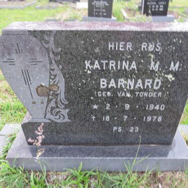 BARNARD Katrina M.M. nee VAN TONDER 1940-1978