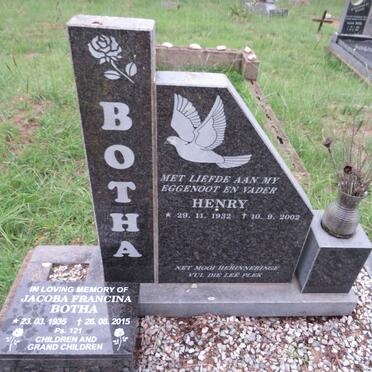 BOTHA Henry 1932-2002 & Jacoba Francina 1935-2015