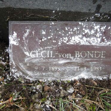 BONDE Cecil, von 1895-1983