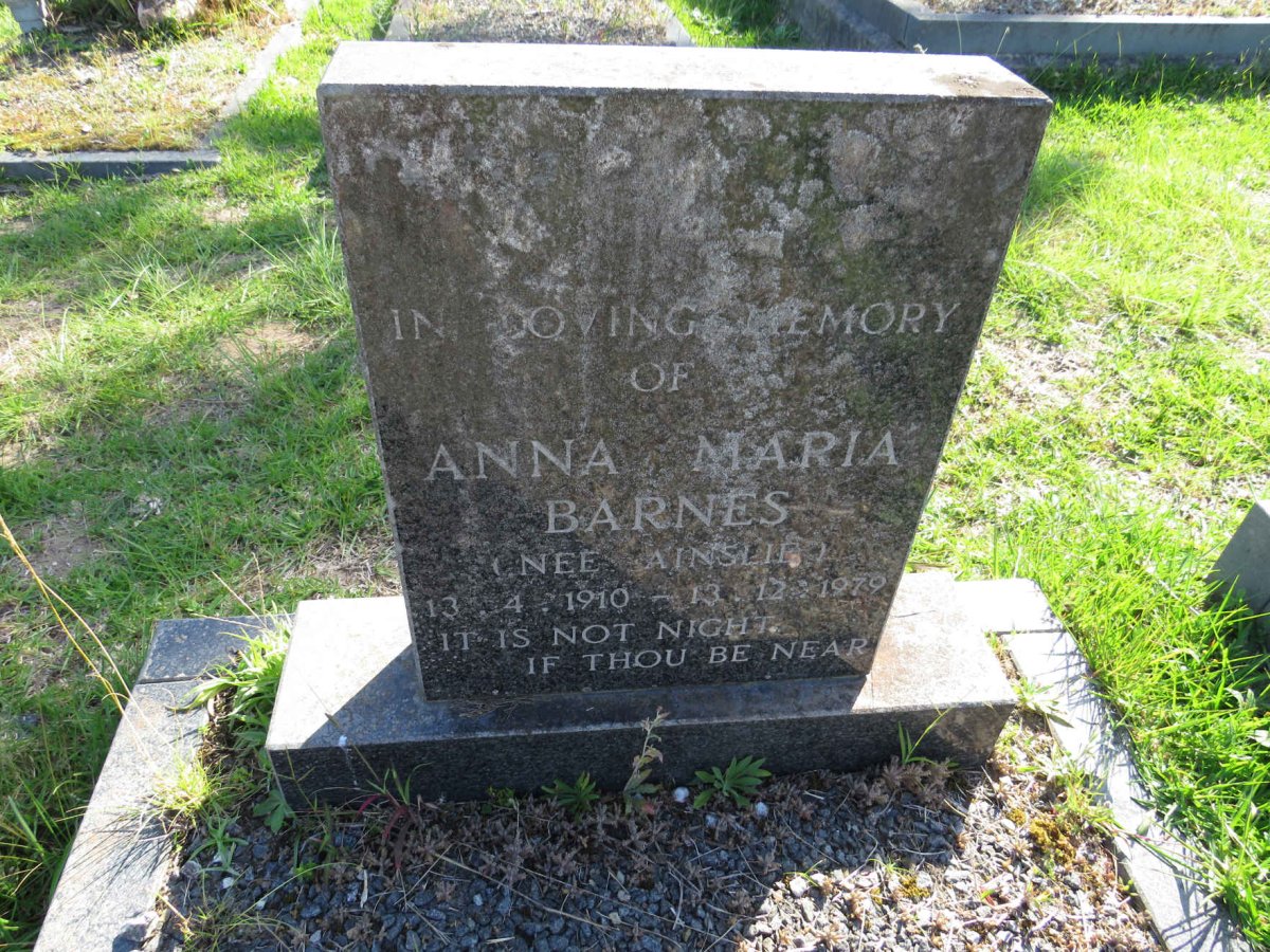 BARNES Anna Maria nee AINSLIE 1910-1979