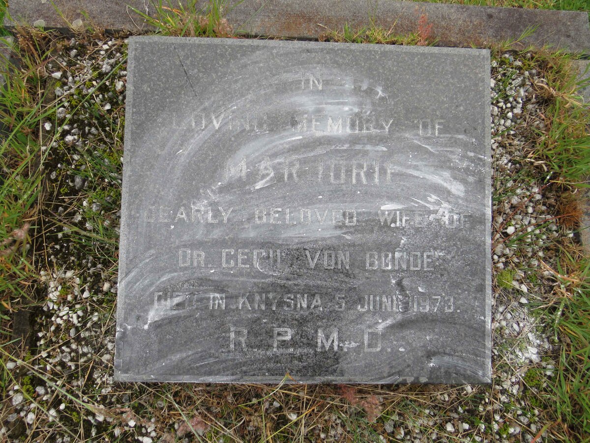 BONDE Marjorie, von -1973