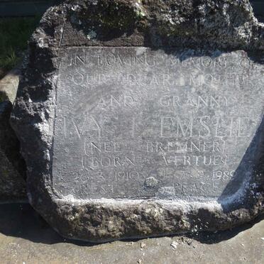 EMSLIE Ivy I. formerly BREMNER nee VERTUE 1910-1989