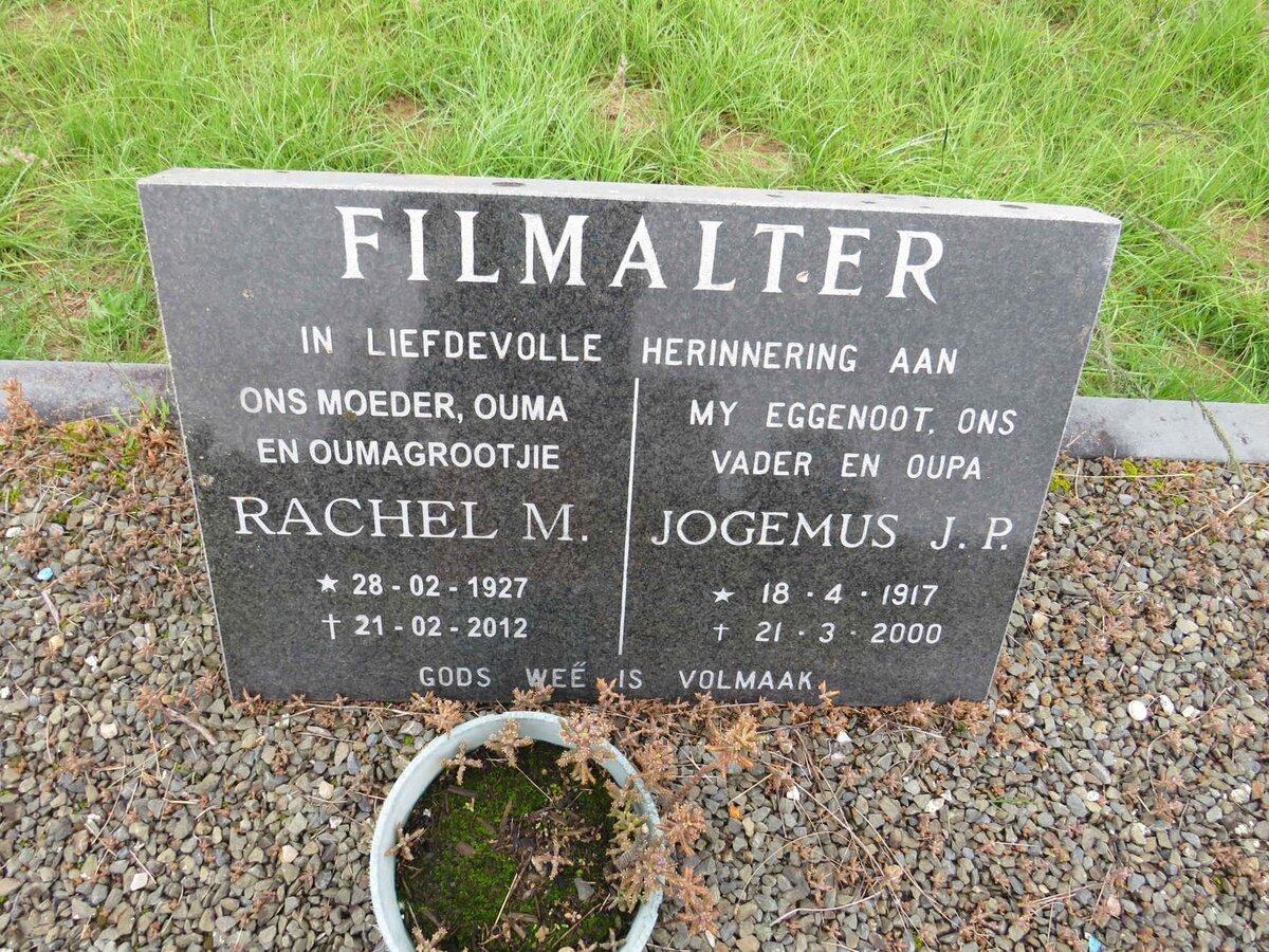 FILMALTER Jogemus J.P. 1917-2000 & Rachel M. 1927-2012
