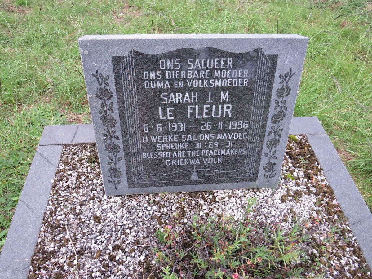 FLEUR Sarah J.M., le 1931-1996 