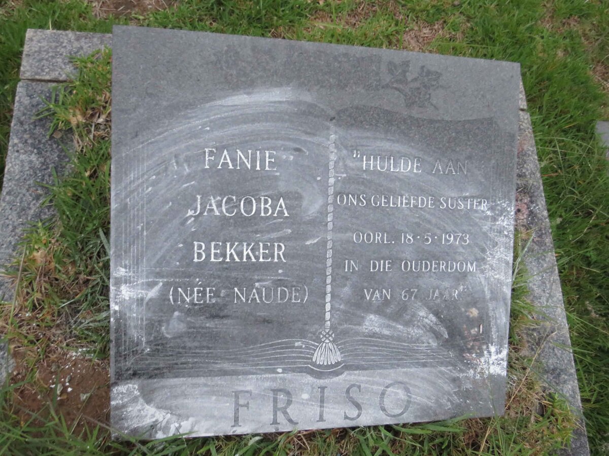 FRISO Fanie Jacoba BEKKER nee NAUDE -1973