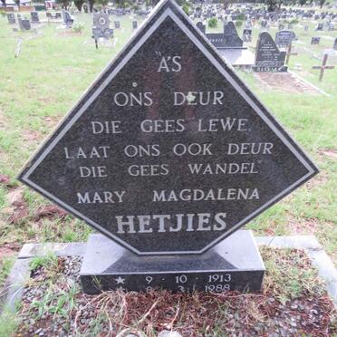 HETJIES Mary Magdalena 1913-1988