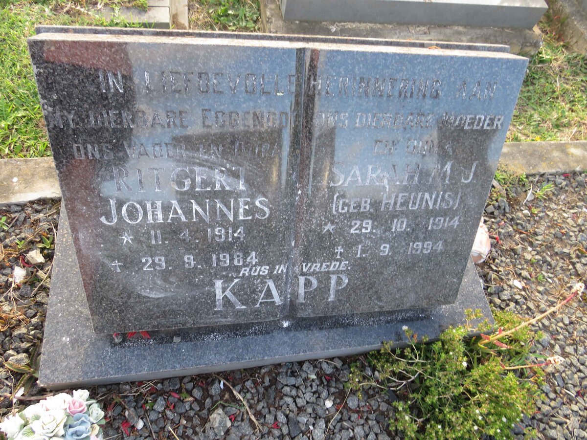 KAPP Ritgert Johannes 1914-1984 & Sarah M.J. HEUNIS 1914-1994