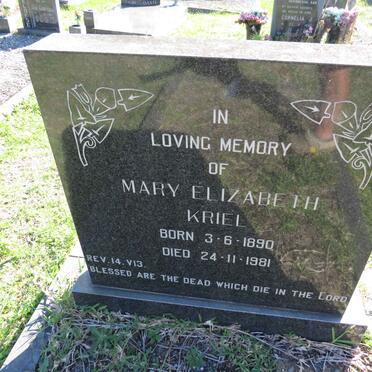 KRIEL Mary Elizabeth 1890-1981