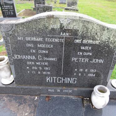 KITCHING Peter John 1913-1984 & Johanna C. MEYER 1917-1978