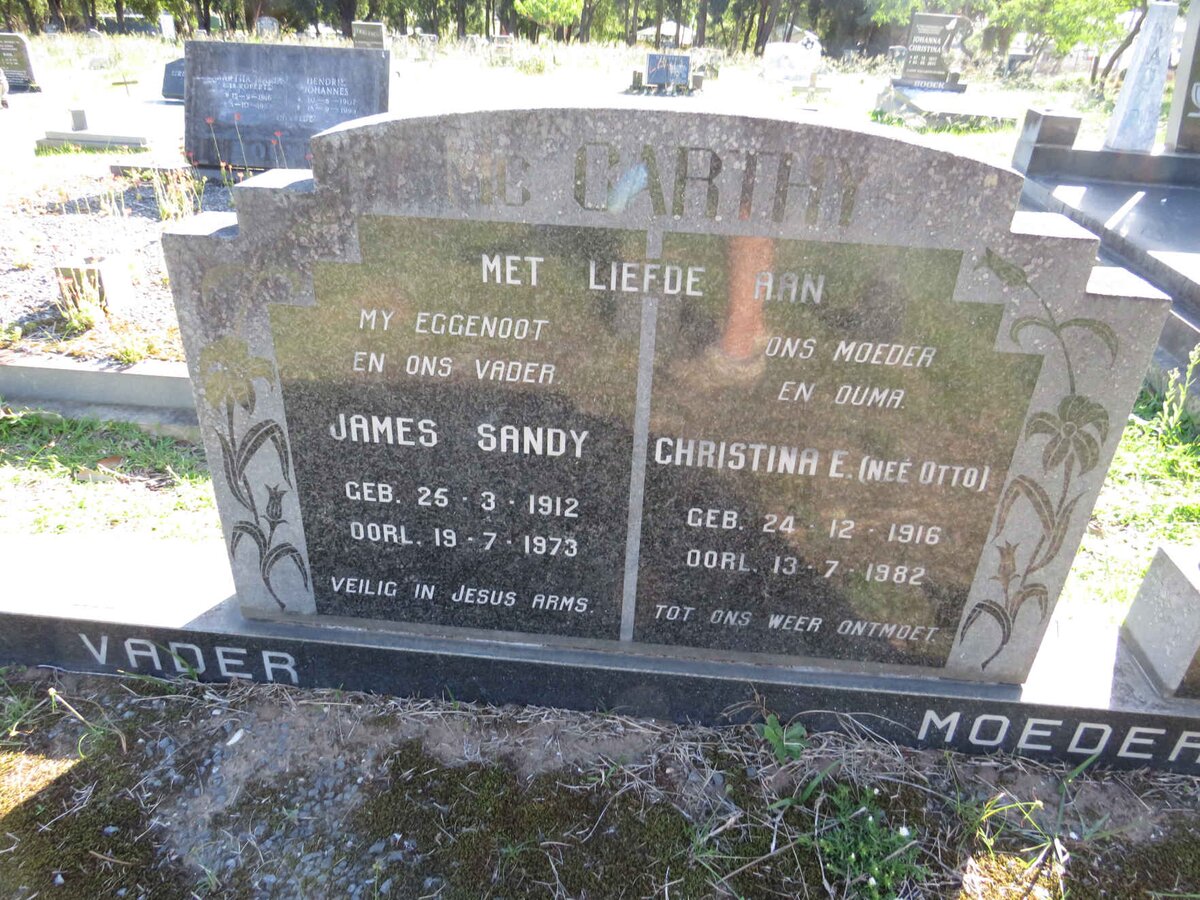 MCCARTHY James Sandy 1912-1973 &amp; Christina OTTO 1916-1982