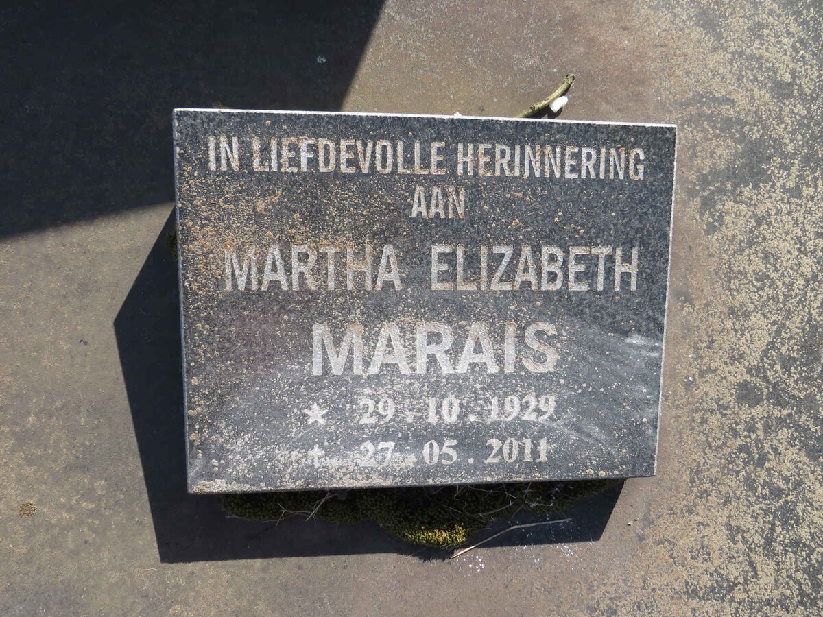 MARAIS Martha Elizabeth 1929-2011