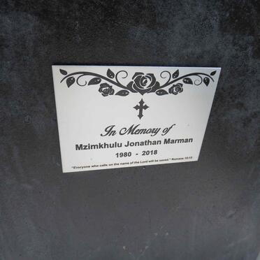 MARMAN Mzimkhulu Jonathan 1980-2018