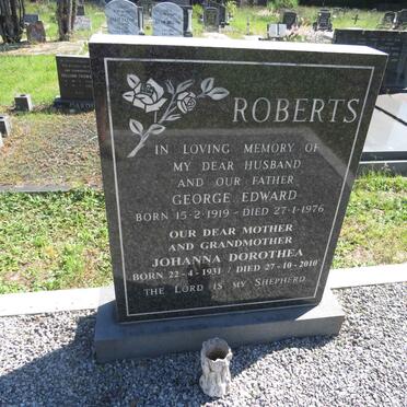 ROBERTS George Edward 1919-1976 &amp; Johanna Dorothea 1931-2010
