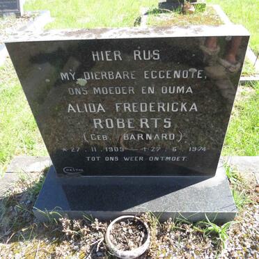 ROBERTS Alida Fredericka nee BARNARD 1909-1974