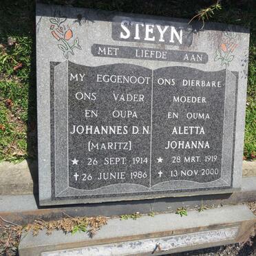 STEYN Johannes D.N. 1914-1986 &amp; Aletta Johanna 1919-2000
