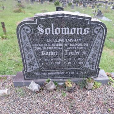 SOLOMONS Frederick 1927-1992 & Rachel 1924-2013